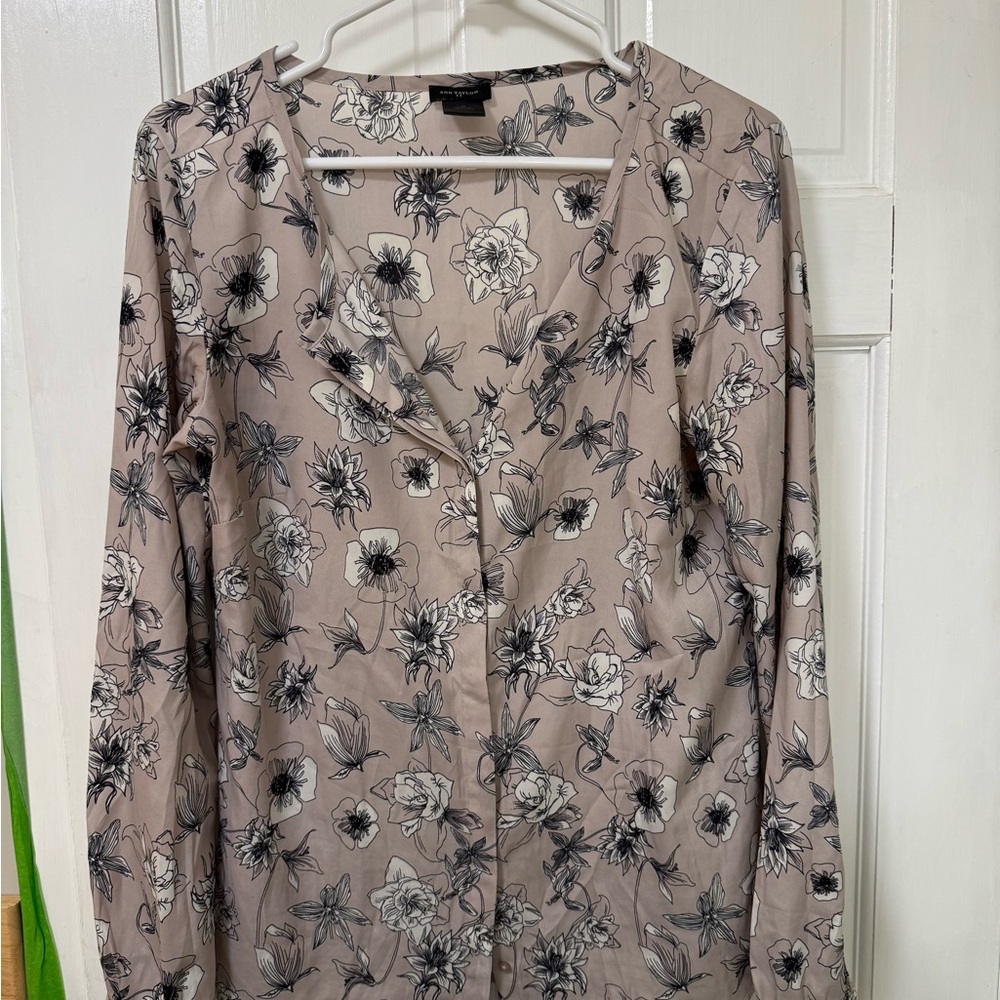 Ann Taylor Navy Floral Top